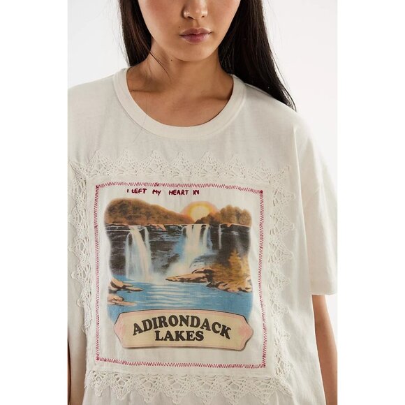 Free People We The Free Misty Morning Tee Tunic Top Printed Crochet S New 280224 - Picture 2 of 7